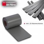 Sichtschutzstreifen PVC Zaunblende 0,19x35 m Basic 450 gr/m² inkl. 25 Klemmschienen Farbe steingrau (RAL 7030) – Bild 2