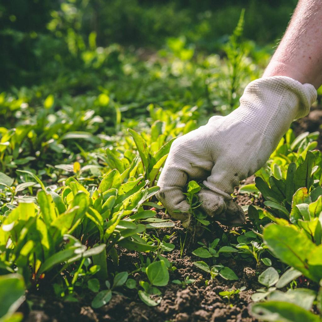 Eine Hand in einem Garten